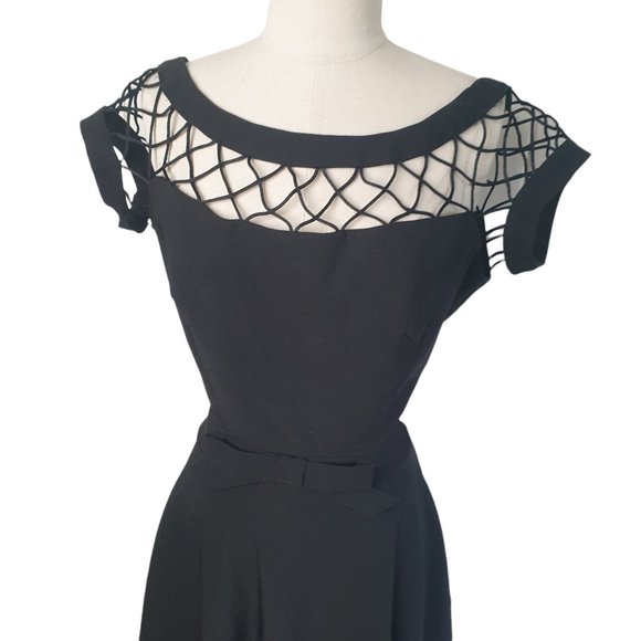 Tatyana | Size L | Black Designer Fit & Flare 50s Vintage Style Dress - Picture 6 of 13